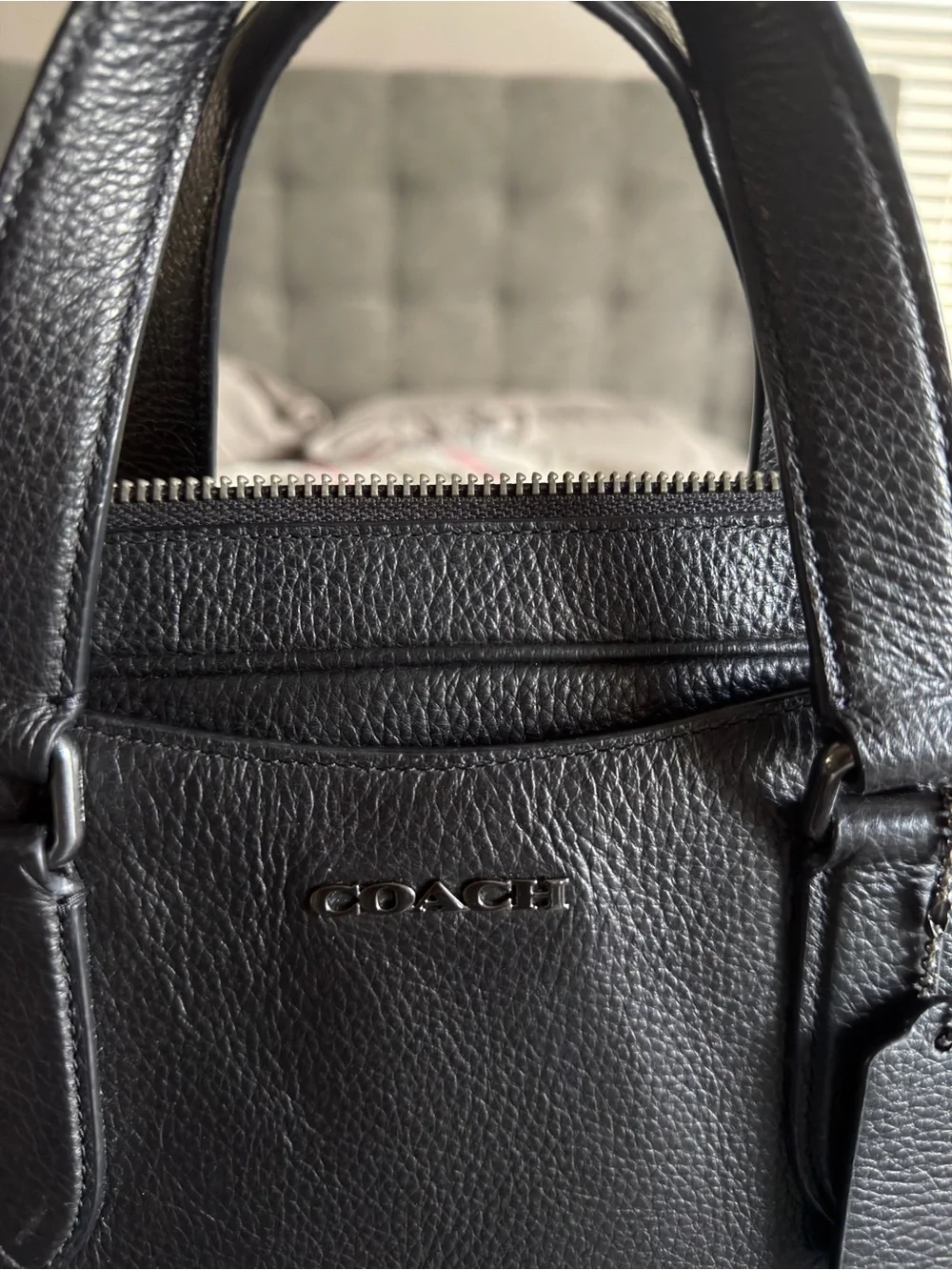 Coach Black Pebbled Leather women’s Briefcase with Shoulder Strap